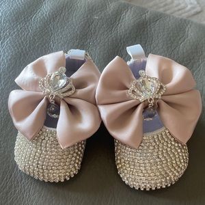 Crystal and rhinestone custom baby girl shoes